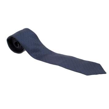 Pre Owned Brioni Blue Dotted Silk Jacquard Tie