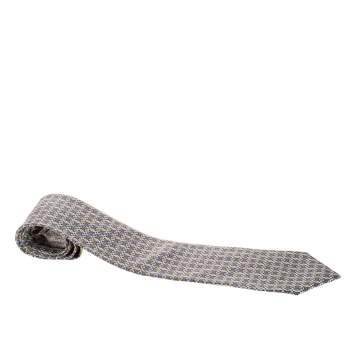 مملوكة مسبقًا Brioni Multicolor Lattice Foil Print Traditional Silk Tie