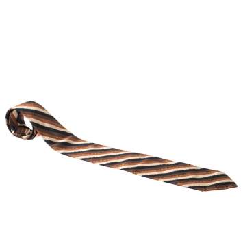 مملوكة مسبقًا Brioni Vintage Multicolor Striped Jacquard Silk Tie