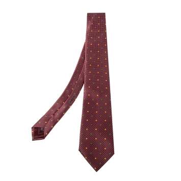 Pre Owned Brioni Burgundy Circle Print Silk Tie