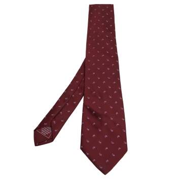 Pre Owned Brioni Red Paisley Printed Silk Tie