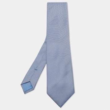 Pre Owned Brioni Blue Micro Motif Jacquard Silk Tie