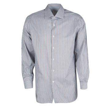 Pre Owned Brioni Multicolor Striped Cotton Long Sleeve Button Front Shirt XXL