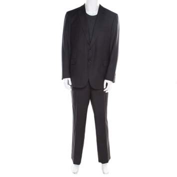 Pre Owned Brioni Grey Herringbone Pattern Wool Tailored Suit XS