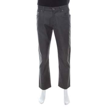 Pre Owned Brioni Grey Wool & Silk Blend Jeans L