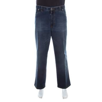 Pre Owned Brioni Blue Medium Wash Denim Straight Legged Marmolada Jeans 5XL