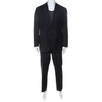 Pre Owned Brioni Super 150s Palatino Grey Striped Wool Suit XL