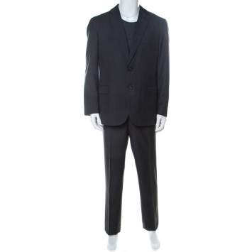 Pre Owned Brioni Grey Wool Striped NM Colosse Suit XXL