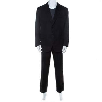 Pre Owned Brioni Black Tonal Striped Wool Blend Lowndes Suit 2XL