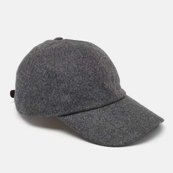 Pre Owned Brunello Cucinelli Grey Wool Basketball Cap M