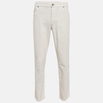 Pre Owned Brunello Cucinelli White Cotton Chino Traditional Fit Pants XXL