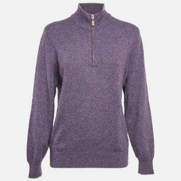 Pre Owned Brunello Cucinelli Purple Cashmere High Neck Sweater L