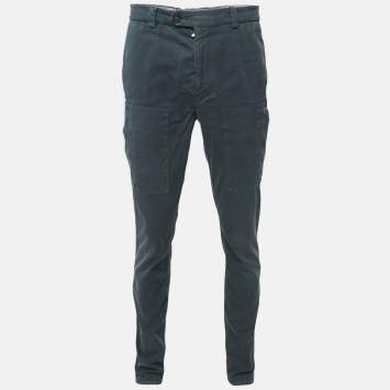 Pre Owned Brunello Cucinelli Grey Cotton Leisure Fit Pants S