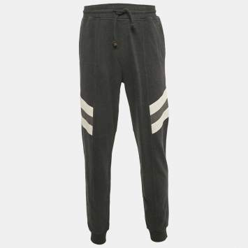 Pre Owned Brunello Cucinelli Grey Contrast Trimmed Joggers XL