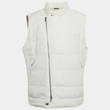 Pre Owned Brunello Cucinelli White Corduroy Down Vest XL
