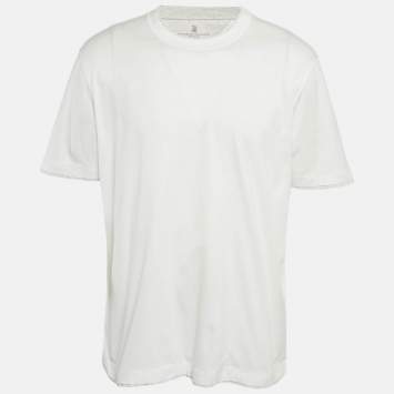 Pre Owned Brunello Cucinelli White Jersey Crewneck T-Shirt XXXL