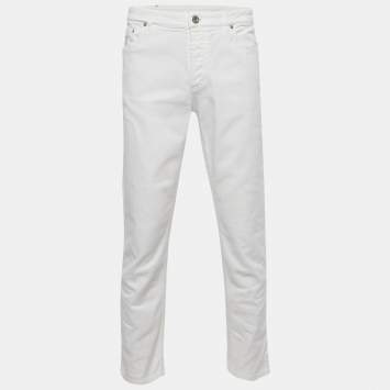 Brunello Cucinelli White Denim Traditional Fit Jeans L Waist 34"