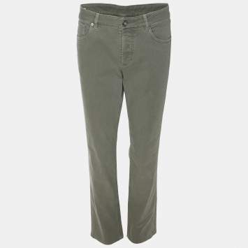 Pre Owned Brunello Cucinelli Green Denim Traditional Fit Jeans M