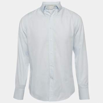 مملوكة مسبقًا Brunello Cucinelli Blue Cotton Italian Fit Shirt M