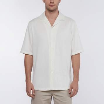 Pre Owned Brunello Cucinelli White Herringbone Linen Blend Shirt M