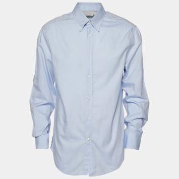 Pre Owned Brunello Cucinelli Blue Cotton Button Front Shirt XXL