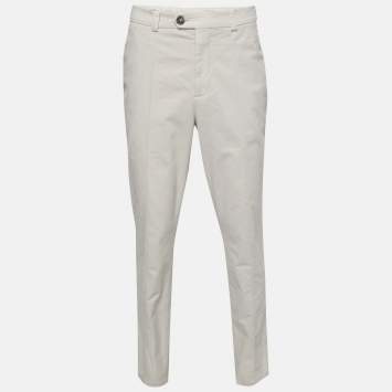 Pre Owned Brunello Cucinelli Light Beige Cotton Leisure Fit Pants XL