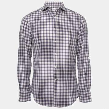 Pre Owned Brunello Cucinelli Multicolor Plaid Cotton Full Sleeve Slim Fit Shirt M