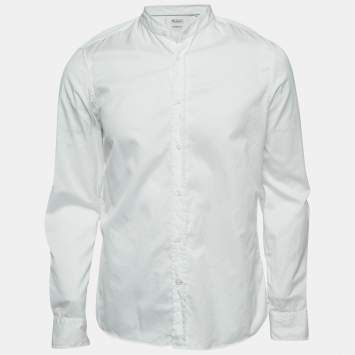 Pre Owned Brunello Cucinelli White Cotton Leisure Fit Full Sleeve Shirt M