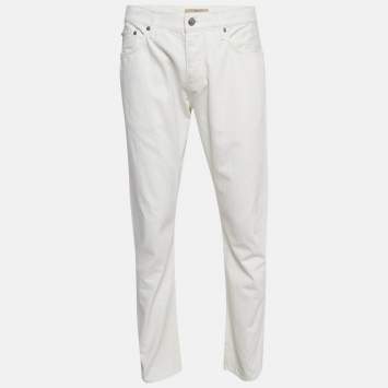 Pre Owned Burberry Brit White Cotton Straight Fit Pants XL