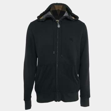 Pre Owned Burberry Brit Black Knit Zip-Up Hooded Sweatshirt XL