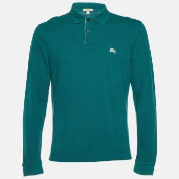 Pre Owned Burberry Brit Green Cotton Long Sleeve Polo T-Shirt L
