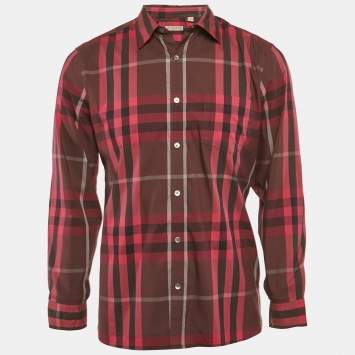 Pre Owned Burberry Brit Pink/Multicolor Tartan Check Cotton Button Front Shirt L