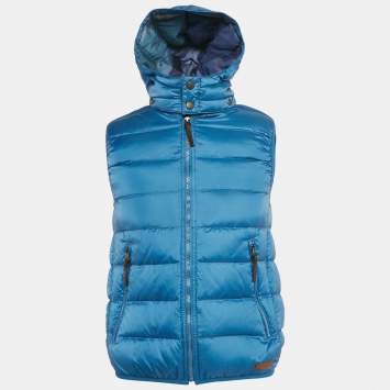 Pre Owned Burberry Brit Blue Synthetic Hooded Down Vest S