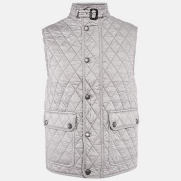 Pre Owned Burberry Brit Grey Quilted Nylon Haymarket Vest S