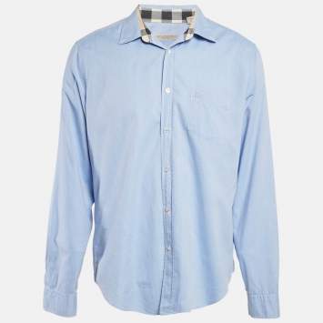 Pre Owned Burberry Brit Blue Cotton Button Front Shirt XL