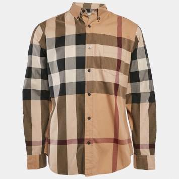 Pre Owned Burberry Brit Checks Cotton Long Sleeve Shirt L