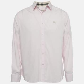 Pre Owned Burberry Brit Pink Logo Embroidered Cotton Shirt XL 