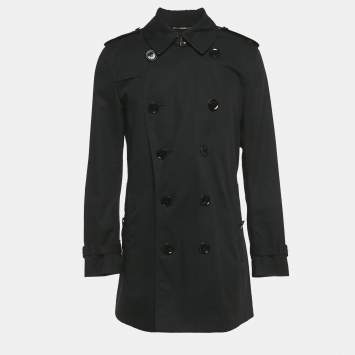 Pre Owned Burberry Brit Black Double Breasted Trench Coat M