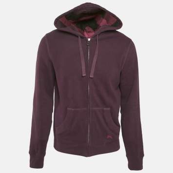 Pre Owned Burberry Brit Purple Cotton Knit Zip-Up Jacket M