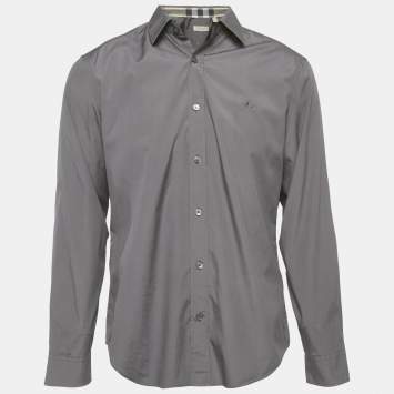 Pre Owned Burberry Brit Grey Cotton Button Front Shirt L