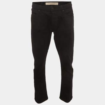 Pre Owned Burberry Brit Black Denim Straight Fit Jeans L/Waist 36"