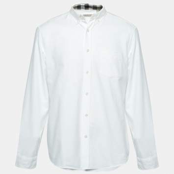 Pre Owned Burberry Brit White Cotton Pocketed Button Front Shirt XL