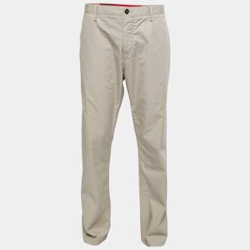 Pre Owned Burberry Brit Beige Cotton Albany Regular Fit Trousers 4XL