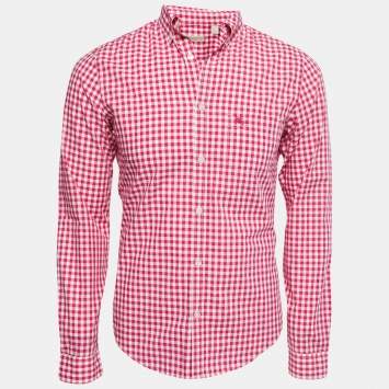 Pre Owned Burberry Brit Pink/White Checked Full Sleeve Shirt S