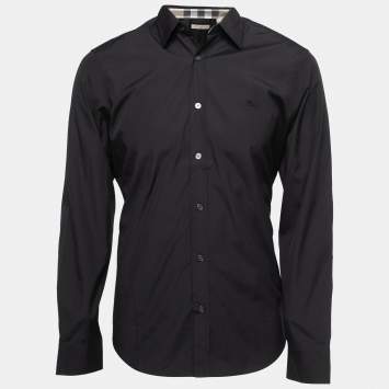 Pre Owned Burberry Brit Black Stretch Cotton Button Front Shirt L