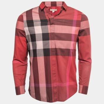 Pre Owned Burberry Brit Red Checked Cotton Button Front Full Sleeve Shirt S