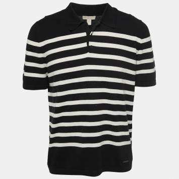 Pre Owned Burberry Brit Black Striped Knit Polo T-Shirt L