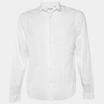 Pre Owned Burberry Brit White Patterned Cotton Button Front Shirt M