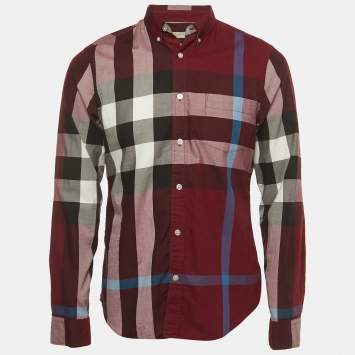 Pre Owned Burberry Brit Multicolor Plaid Cotton Button Down Full Sleeve Shirt M