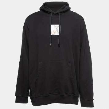 Pre Owned Burberry London Black Bambi Print Cotton Hooded Sweatshirt XXL